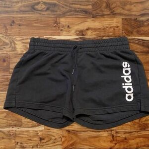 adidas Black Women's Logo Athletic Shorts with White Branding